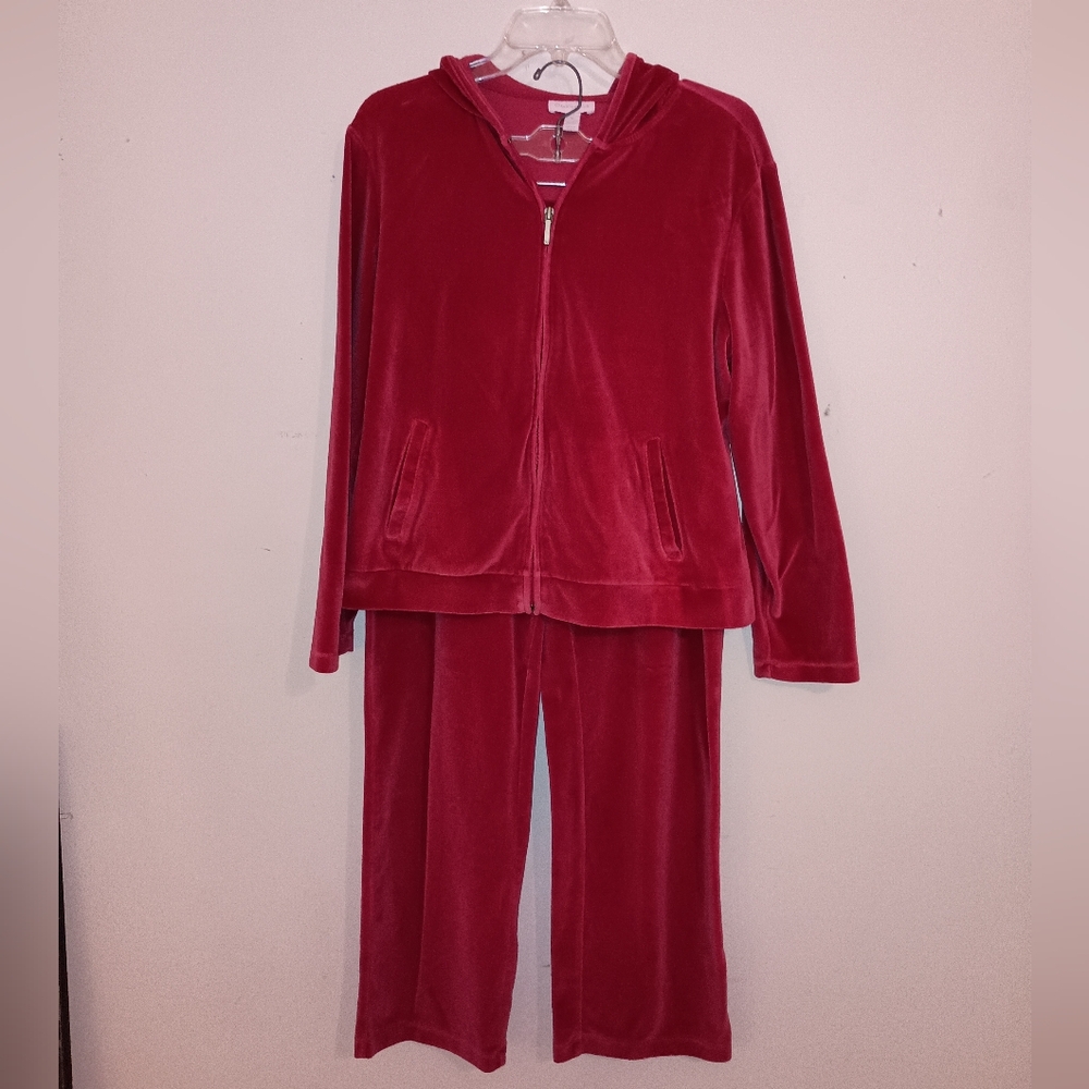 Vintage Y2K Charter Club Red Velvet track suit Size medium